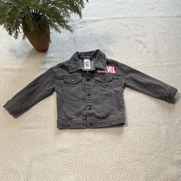 Marvel Kids Black Graphic Denim Jacket Size 4 - Picture 7 of 7